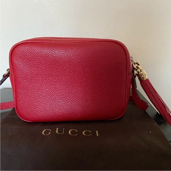 Gucci Soho Red Pebbled Leather Crossbody Bag with tassel - Picture 9 of 11